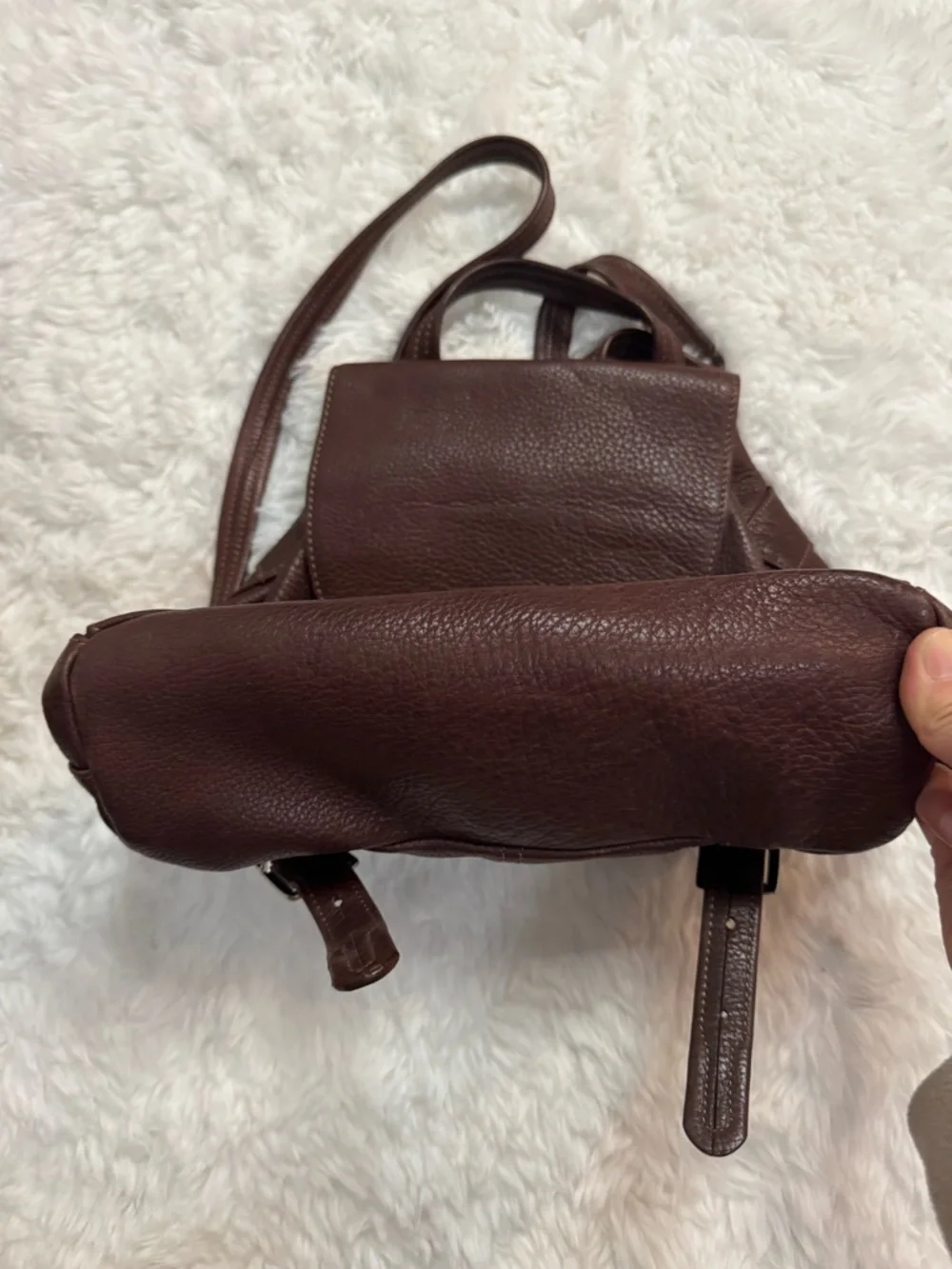 Tignanello Chocolate Brown Pebbled Leather Backpack